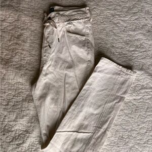 High-Waisted Drawstring Boyfriend Jeans by GAP —Cream